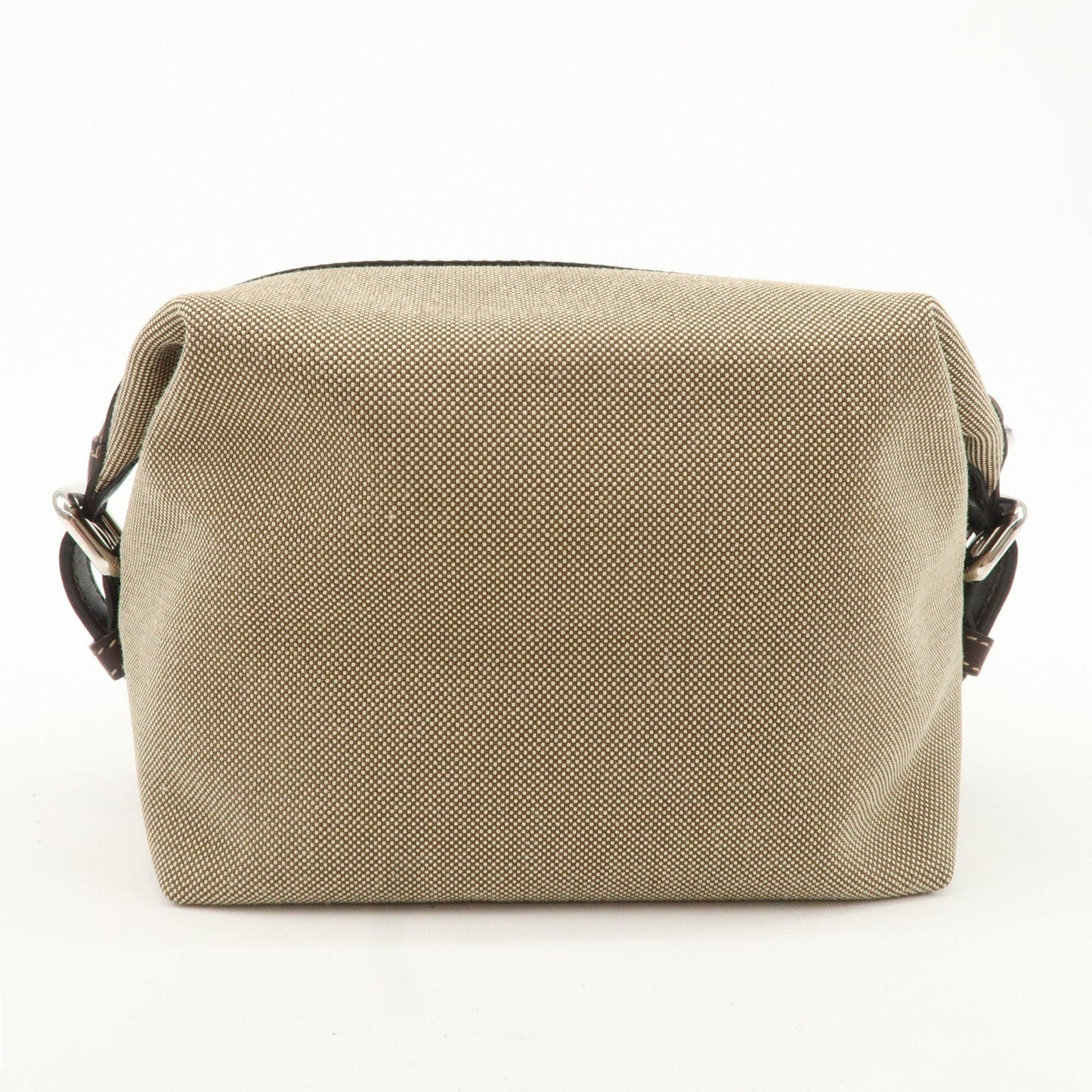 PRADA Logo Jacquard Leather Pouch Beige Brown 1N1298  d