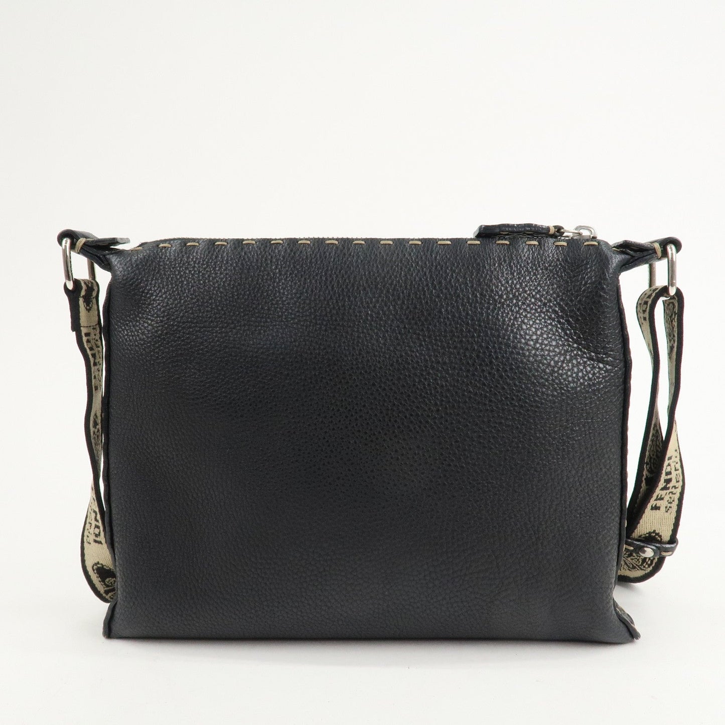 FENDI Selleria Leather Shoulder Bag Crossbody Bag Black 8BT092  d