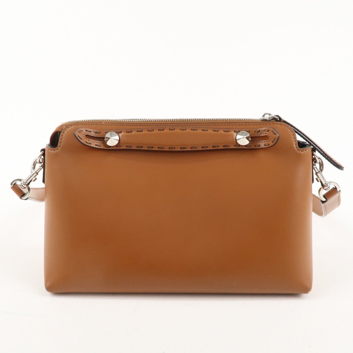 FENDI By The Way Medium Leather 2Way Bag Hand Bag Brown 8BL146