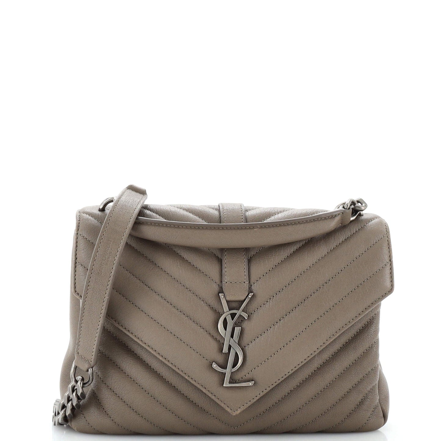 Luxury Saint Laurent Trending 2025 Classic Monogram College Bag Matelasse Chevron Leather Medium