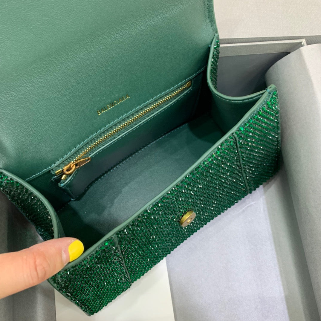 Top Quality Hourglass Small Handbag In Green, For Women,  Bags 9in/23cm
