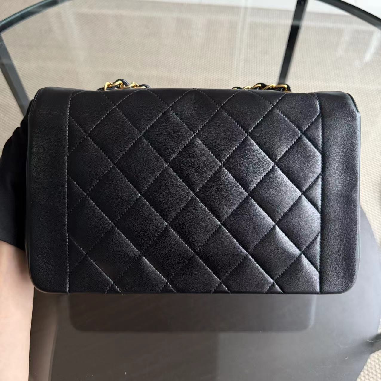 Chanel   Diana Medium - 25CM Quilted Lambskin Black 24K Gold Hardware Series 2