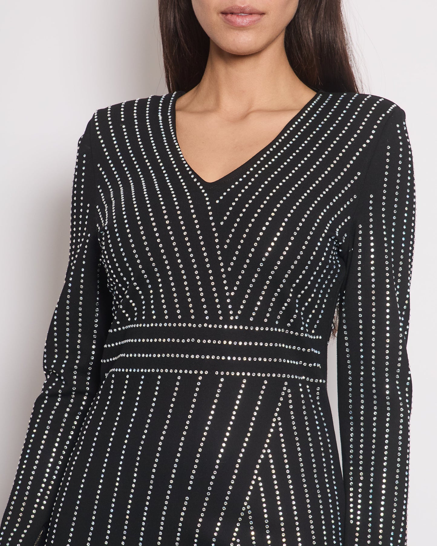 Balmain Black Mini Dress with Crystals Detailing FR L (UK 12-14)