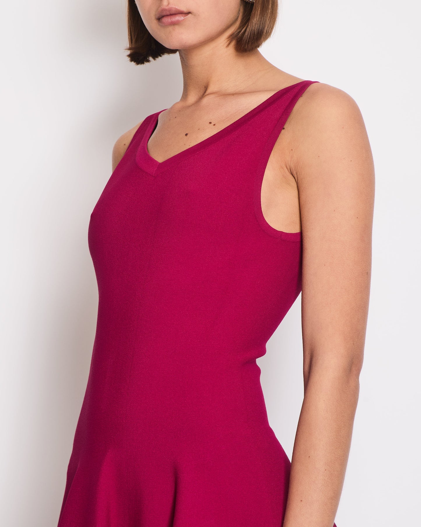 Ala•a Fuchsia Pink Sleeveless Skater Dress Size FR 38 (UK 10)