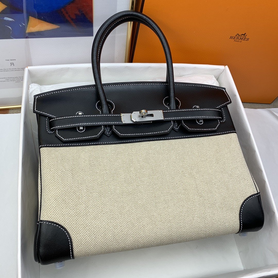 Top Quality Birkin Nata Swift BiColor For Women SiTop Qualityer Toned Hardware 11.8in/30cm