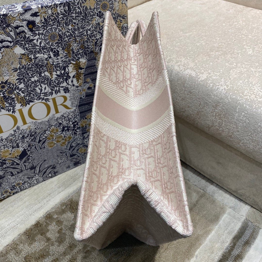 Top Quality Large Book Tote Rose Des Vents Oblique Embroidery, Pink, For Women Womens Handbags, Shoulder Bags, 42cm CD