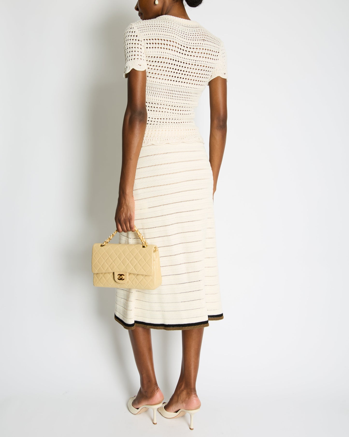 Amiri White Crochet Short-Sleeve Top FR 36 (UK 8)