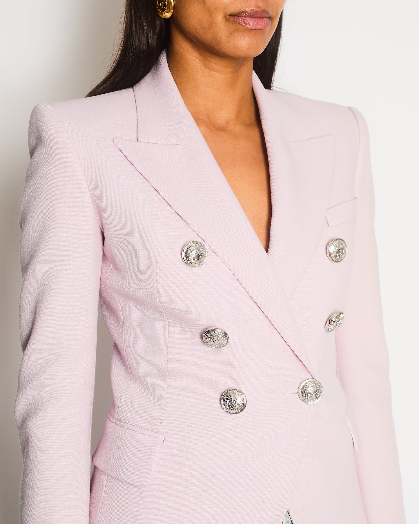Balmain Lilac Wool Blazer Jacket with Silver Buttons Size FR 34 (UK 6)
