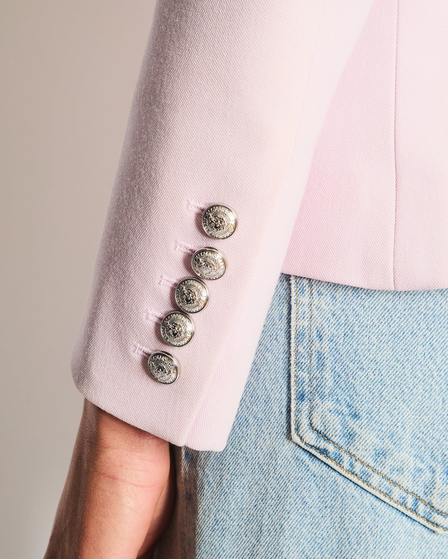 Balmain Lilac Wool Blazer Jacket with Silver Buttons Size FR 34 (UK 6)