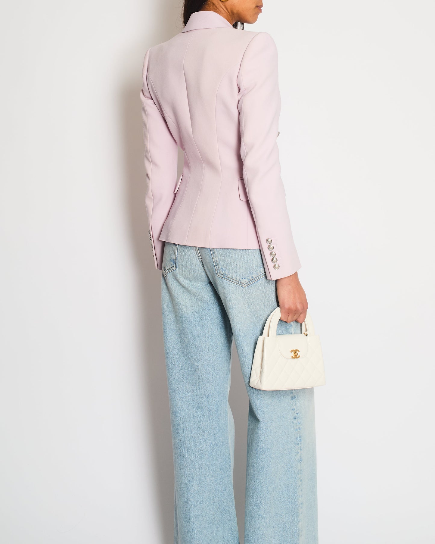 Balmain Lilac Wool Blazer Jacket with Silver Buttons Size FR 34 (UK 6)