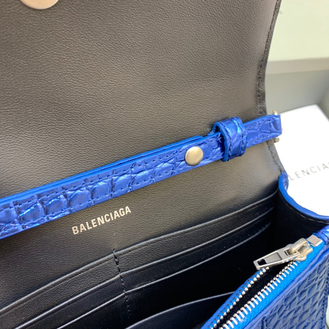 Top Quality Hourglass Wallet On Chain in Blue, For Women,  Bags 7.6in/19cm