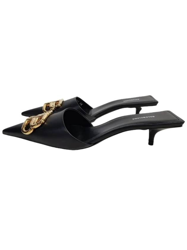 Luxury Balenciaga Trending 2025 Gold BB Logo Mule Heel Black