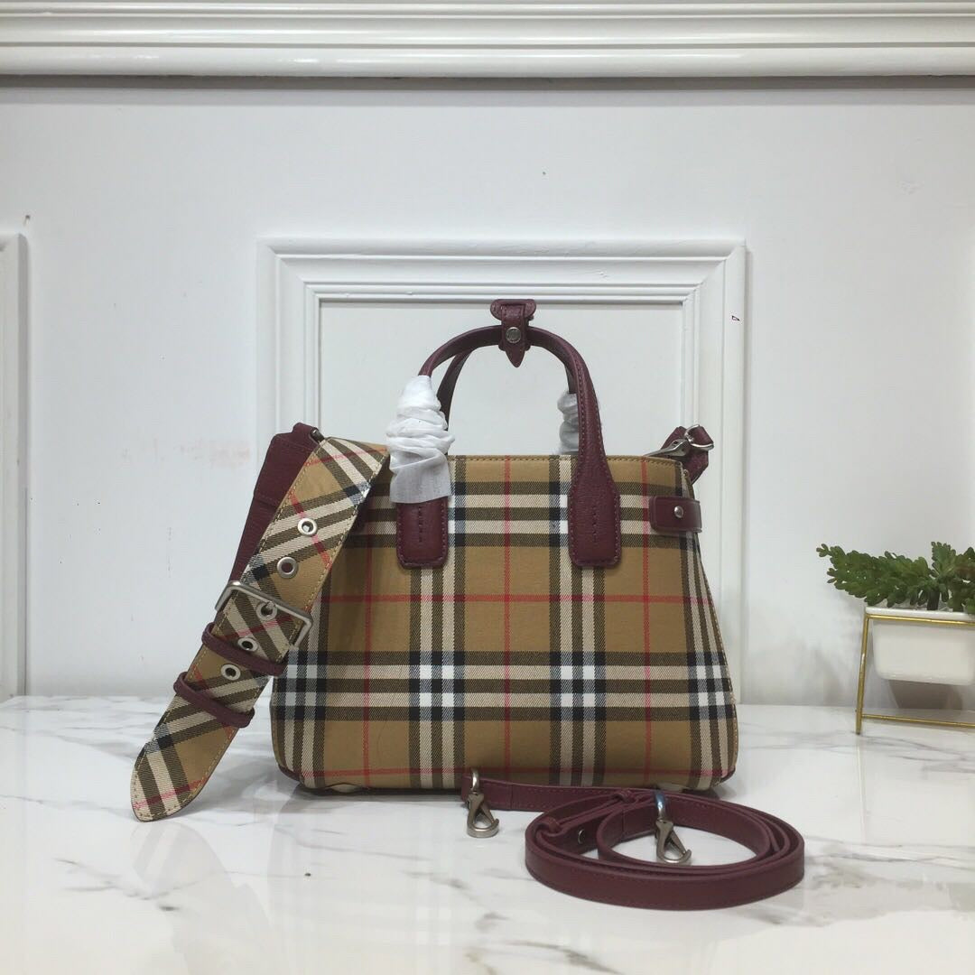 Top Quality Small Banner  Check And Tote Purple For Women, Womenâs Bags 10.5in/26cm