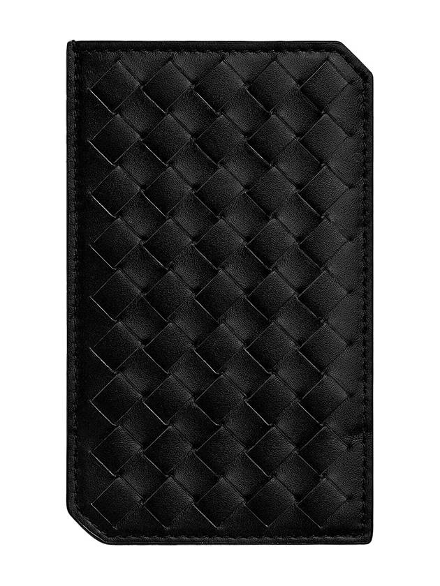Luxury Bottega Veneta Intrecciato Piccolo Vertical Card Wallet Black