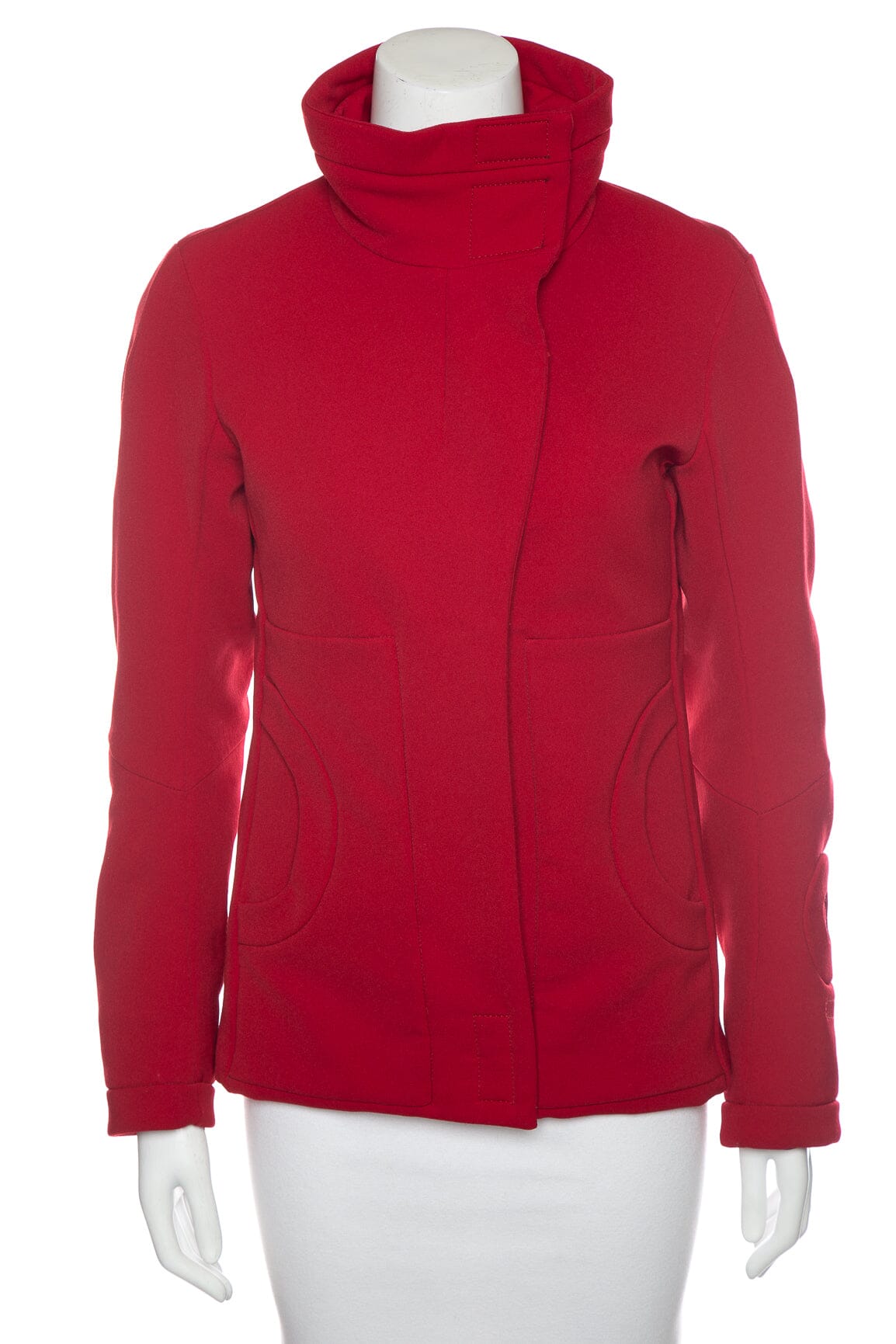 Prada Sport Red Nylon Mock Neck Zip Up Jacket SZ 38