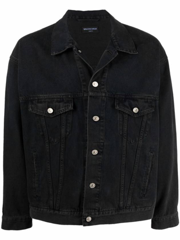 Luxury Balenciaga Trending 2025 Political Campaign Logo Oversized Denim Jacket Black