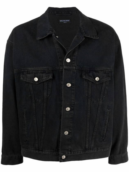 Luxury Balenciaga Trending 2025 Political Campaign Logo Oversized Denim Jacket Black