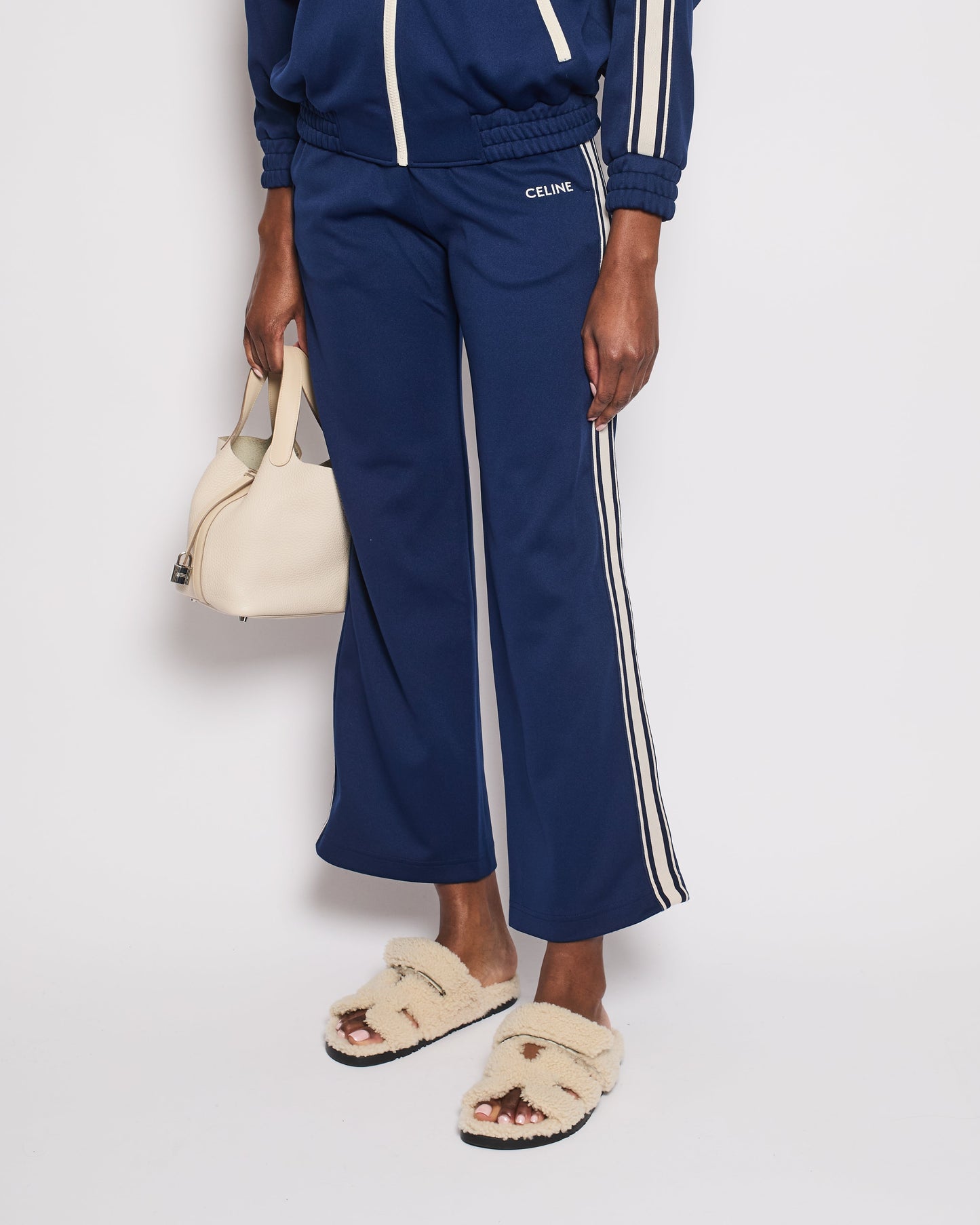 Celine Blue Two-Piece Tracksuit Set with Logo and Stripe Trim Size XS/S (UK 8/10) RRP 2100£