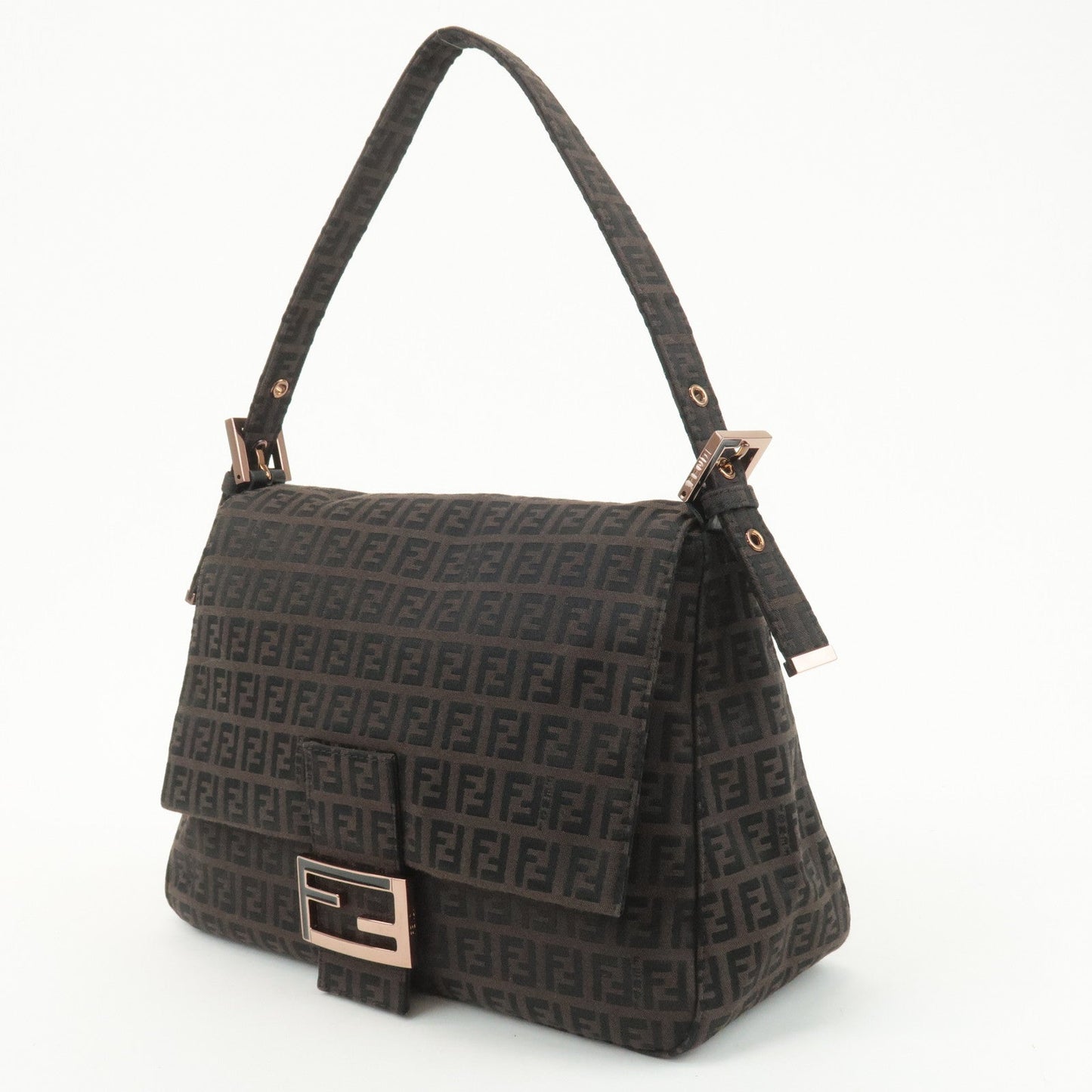 FENDI Zucchino Mamma Baguette Canvas Leather Shoulder Bag 8BR001  d