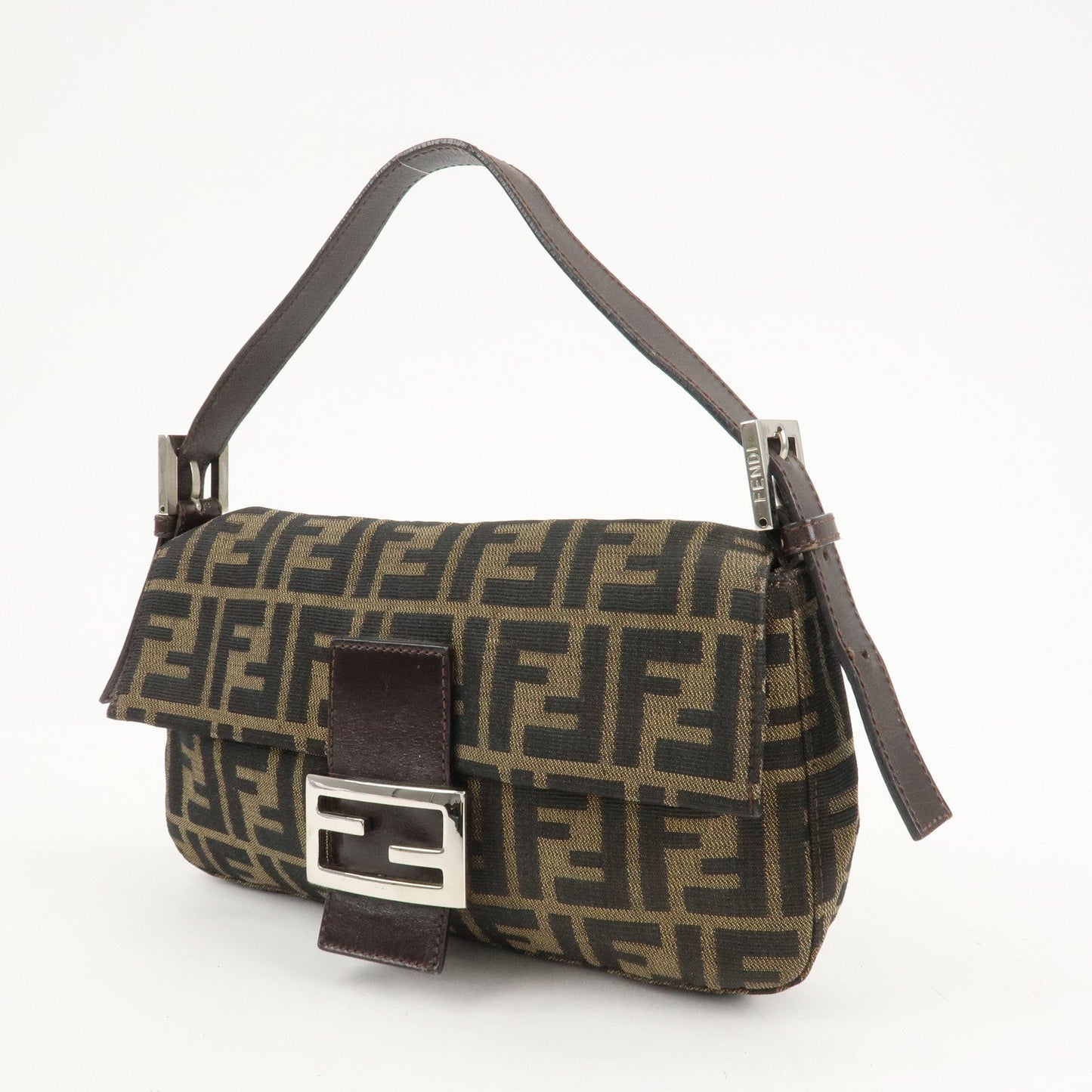 FENDI Mamma Bagguette Zucca Canvas Leather Shoulder Bag 26424  d