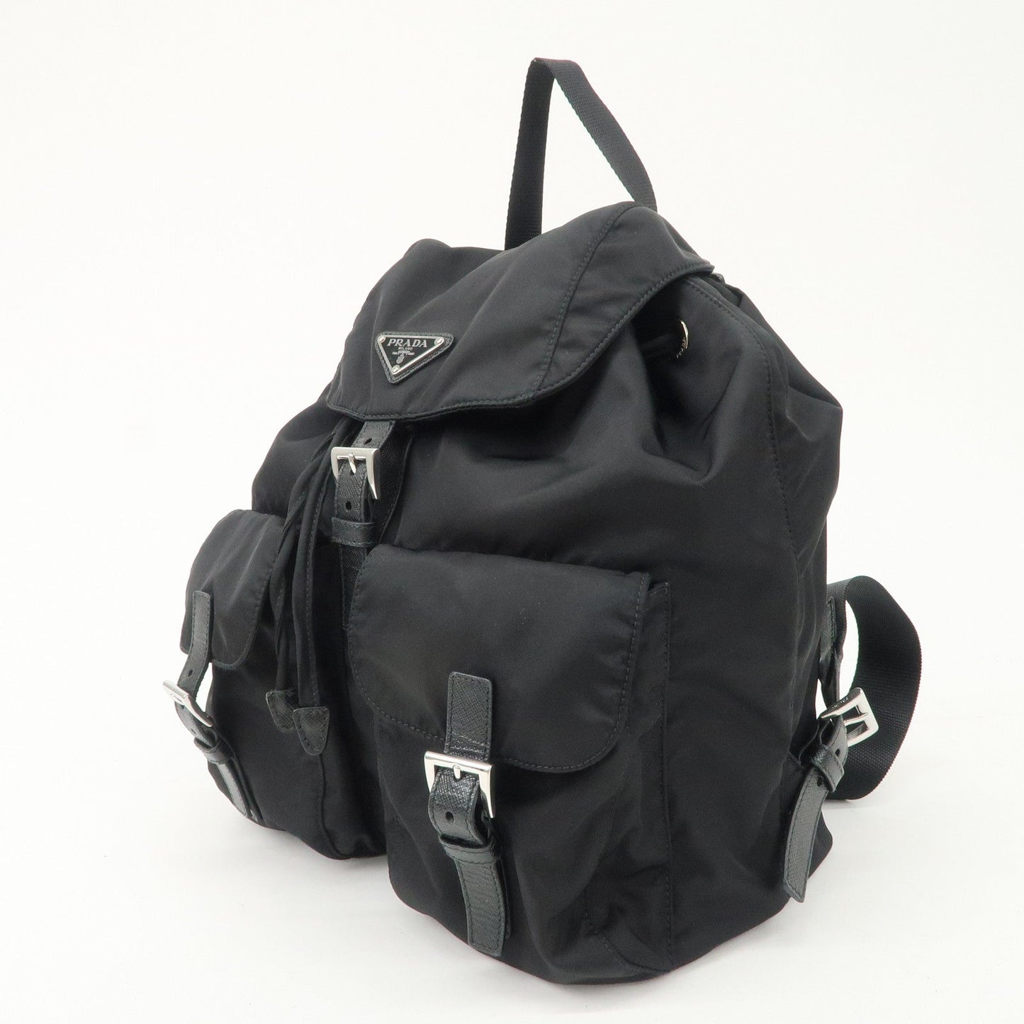 PRADA Re-Nylon Triangle Logo Nylon Leather Back Pack NERO 1BZ811  d