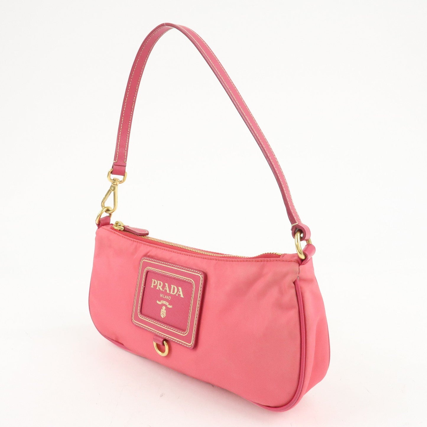 PRADA Nylon Saffiano Leather Shoulder Bag Hand Bag Pink  d