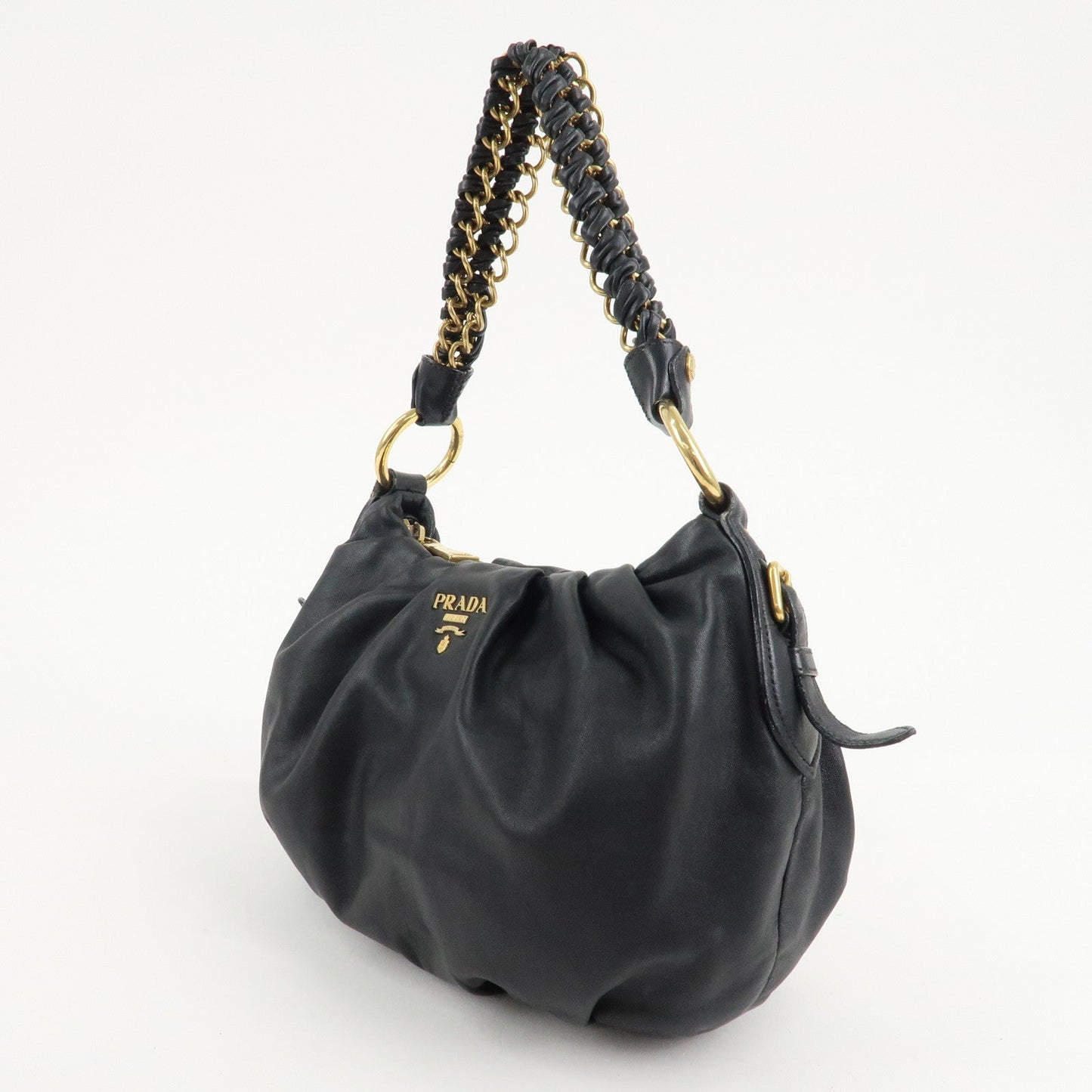 PRADA Leather 2Way Hand Bag Shoulder Bag Black BN2324  d
