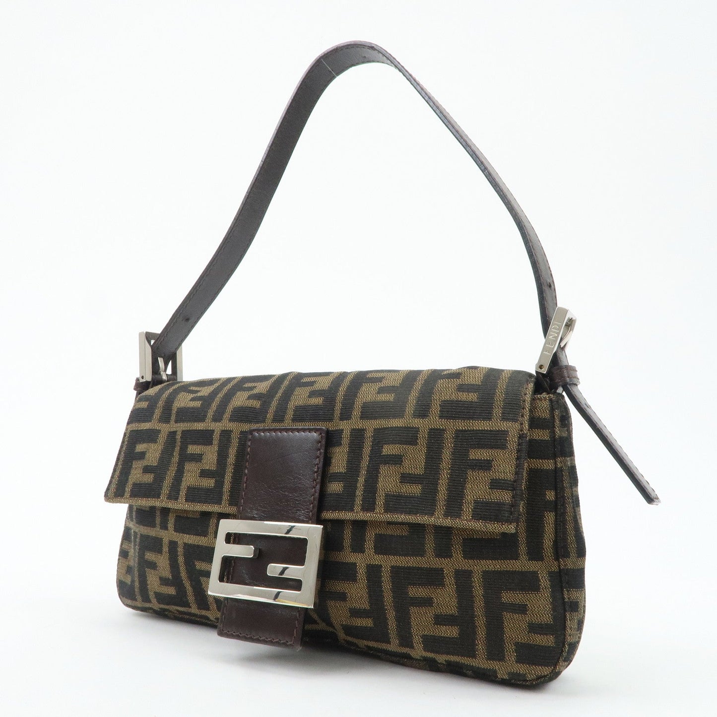FENDI Mamma Baguette Zucca Canvas Leather Shoulder Bag 26424  d