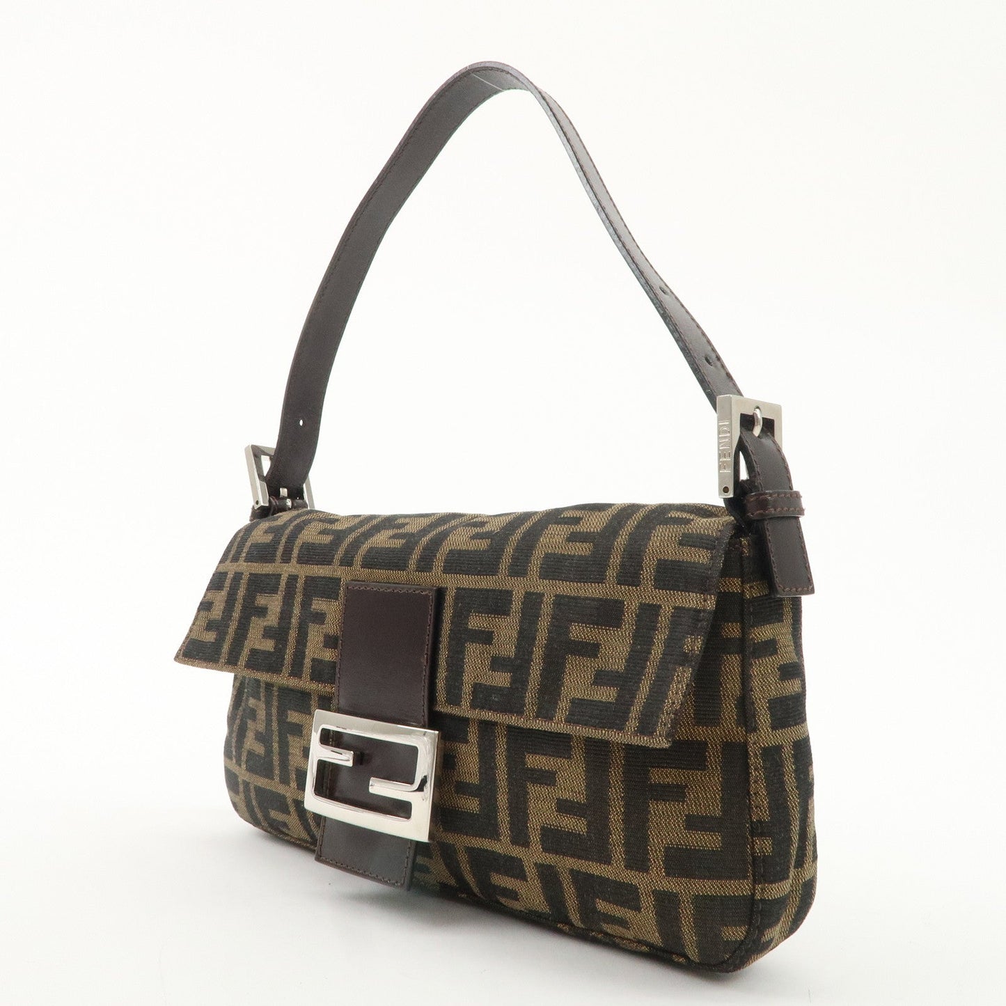 FENDI Mamma Baguette Canvas Shoulder Bag Hand Bag Brown 26424  d