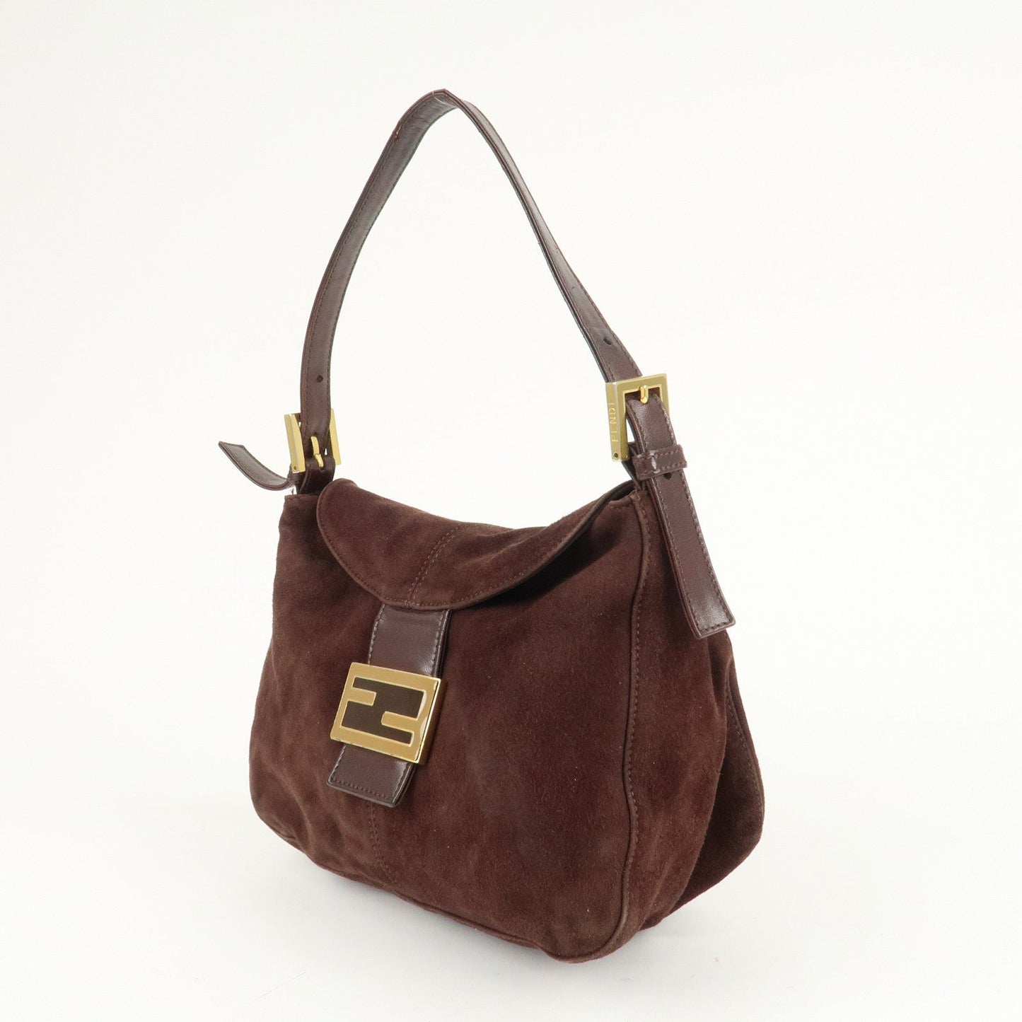 FENDI Suede Leather Shoulder Bag Hand Bag Brown 26426  d