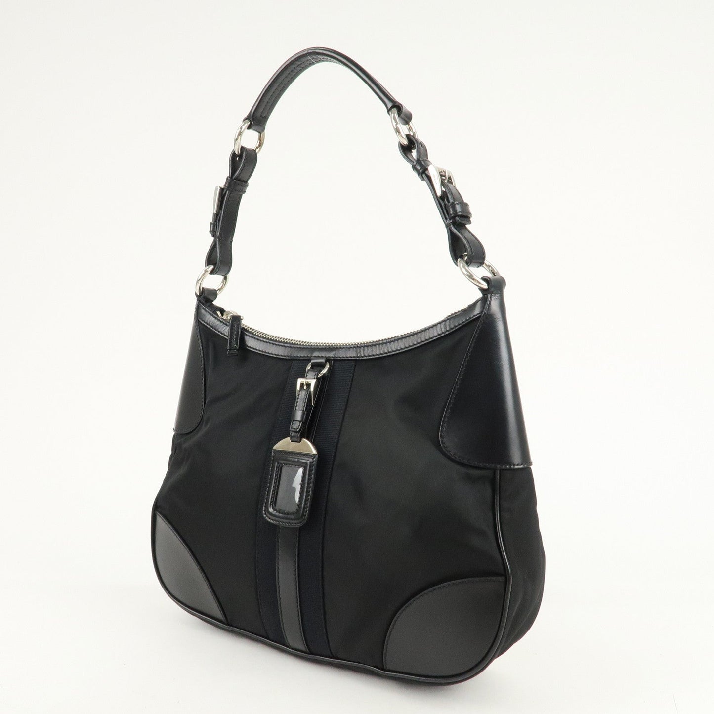 PRADA Nylon Leather Shoulder Bag Black BR2604  d
