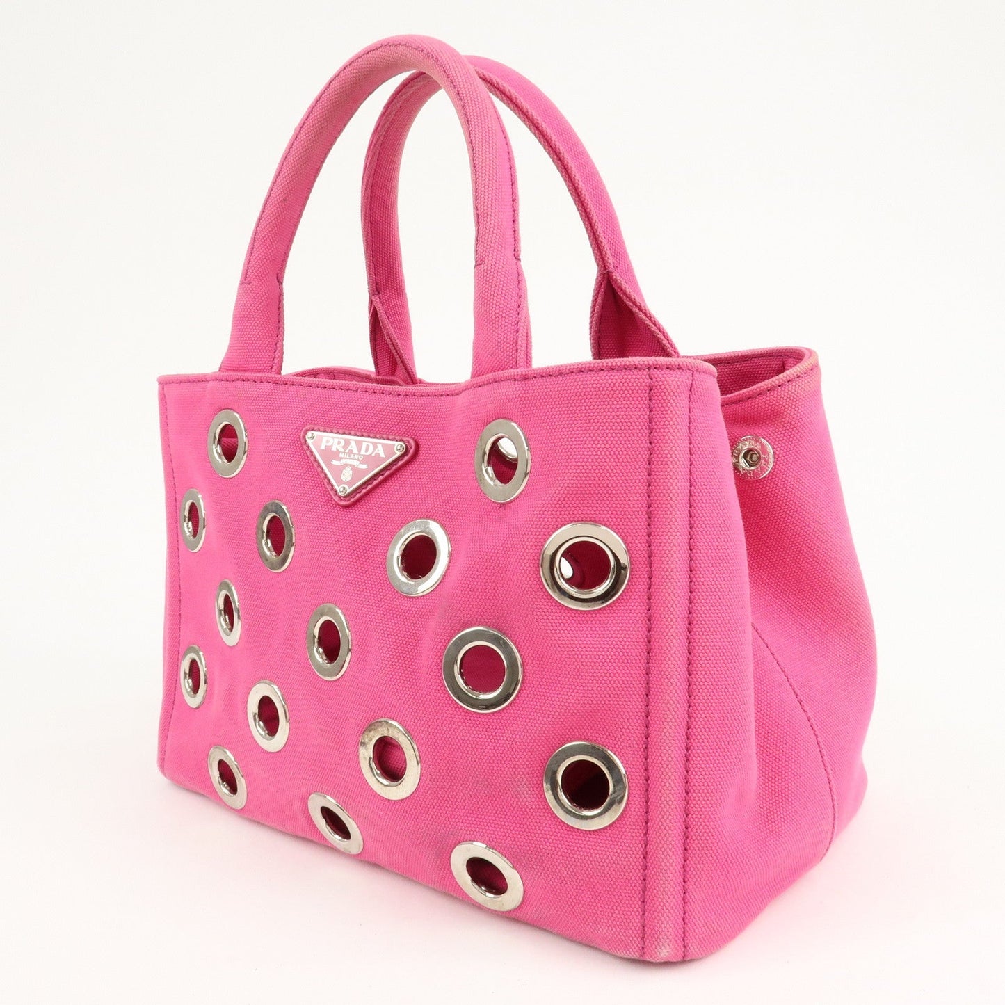 PRADA Canapa Mini Canvas 2Way Bag Hand Bag Pink 1BG439  d