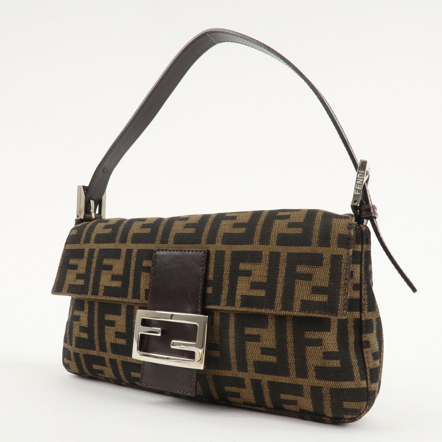 FENDI Mamma Baguette Zucca Canvas Leathr Shoulder Bag 214526424099  d