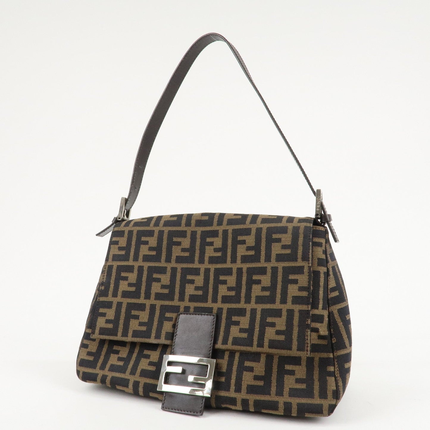 FENDI Mamma Baguette Zucca Canvas Leather Shoulder Bag 26325  d