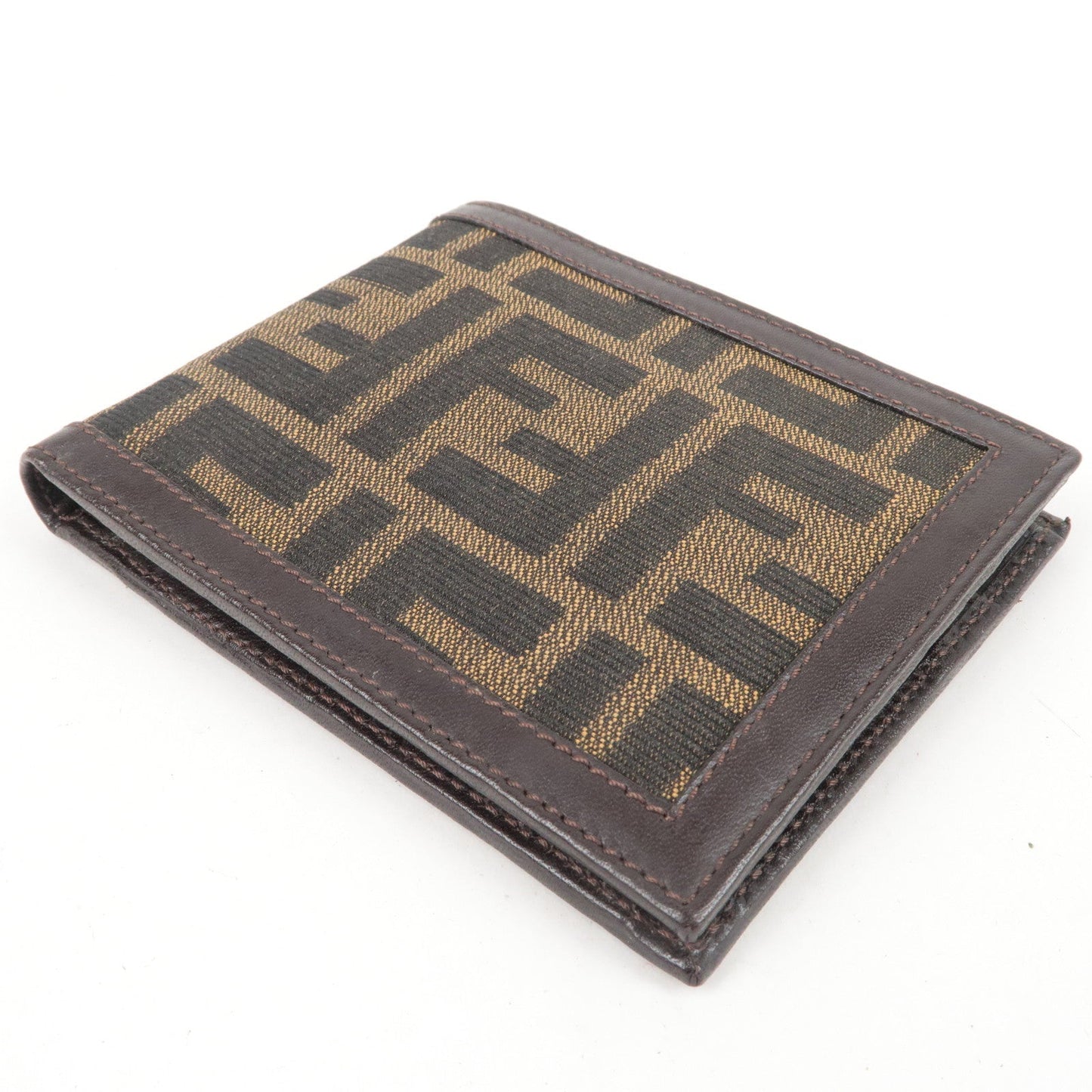 Fendi Zucca Canvas Leather Bi-fold Wallet Brown Khaki 30110
