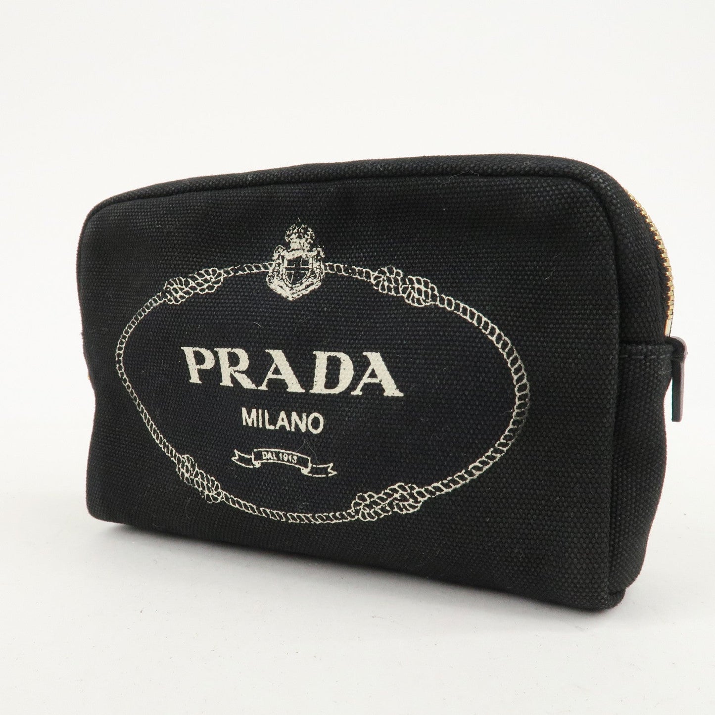 PRADA Canvas Pouch Cosmetic Pouch Black  d
