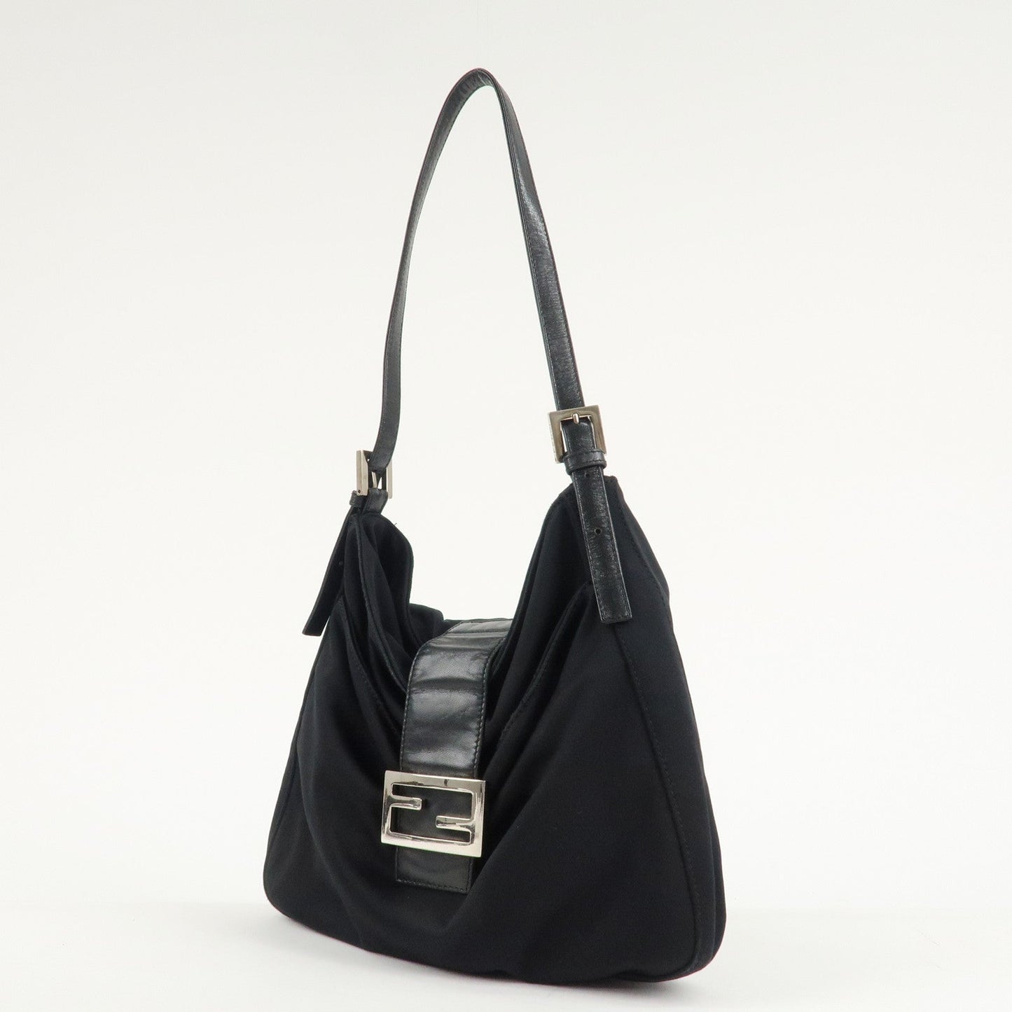 FENDI Polyester Leather Shoulder Bag Black 26727  d