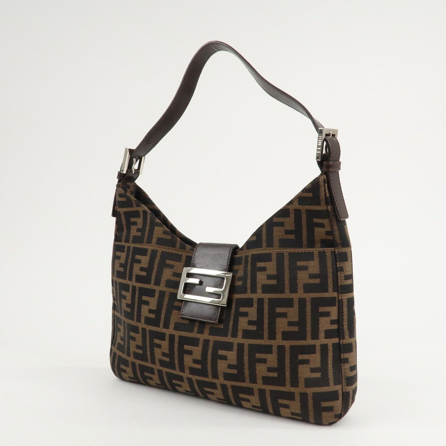 FENDI Zucca Canvas Leather Shoulder Bag Brown 26569  d