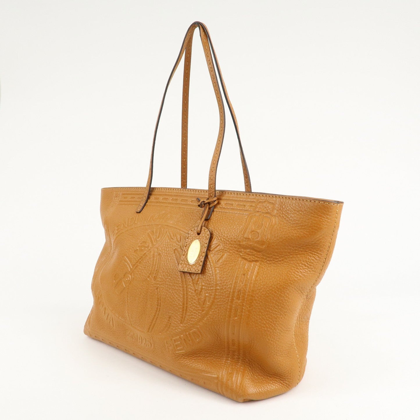 FENDI Selleria Leather Tote Bag Shoulder Bag Brown 8BH185  d