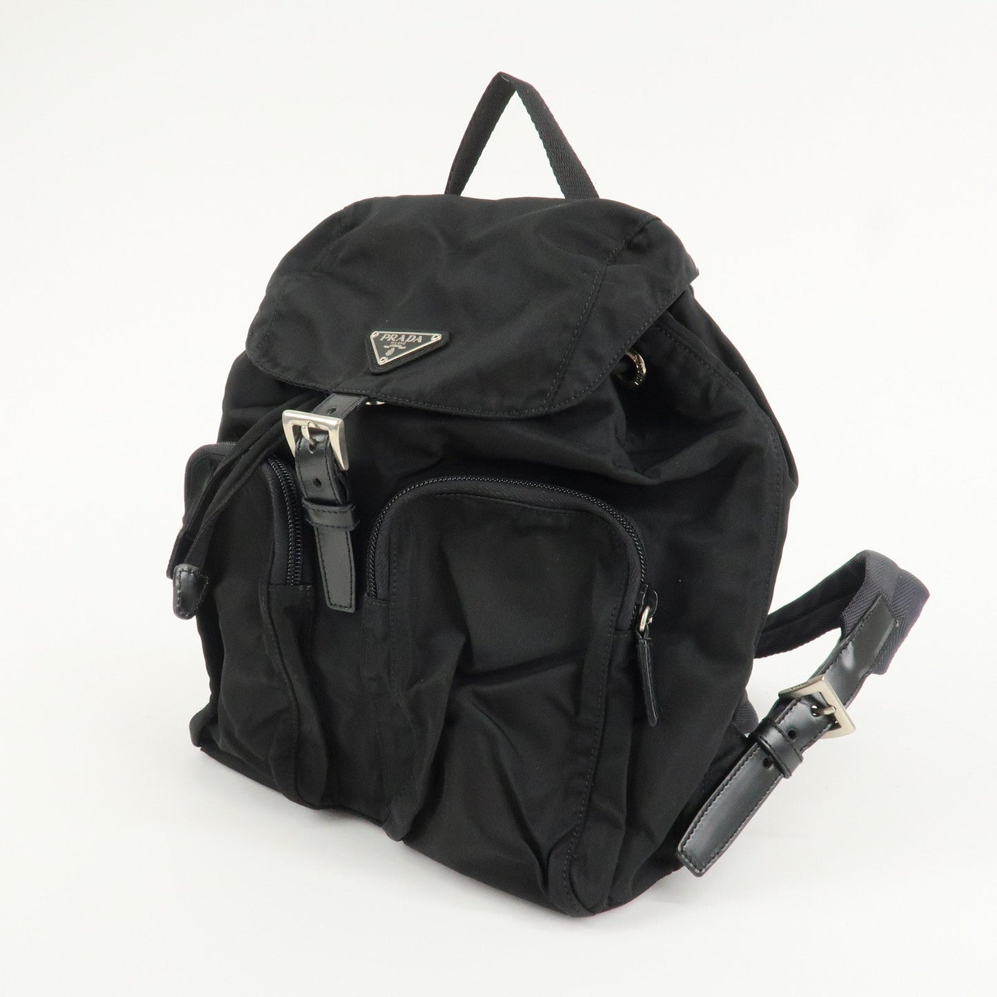 PRADA Triangle Logo Nylon Leather Back Pack Black B5885  d