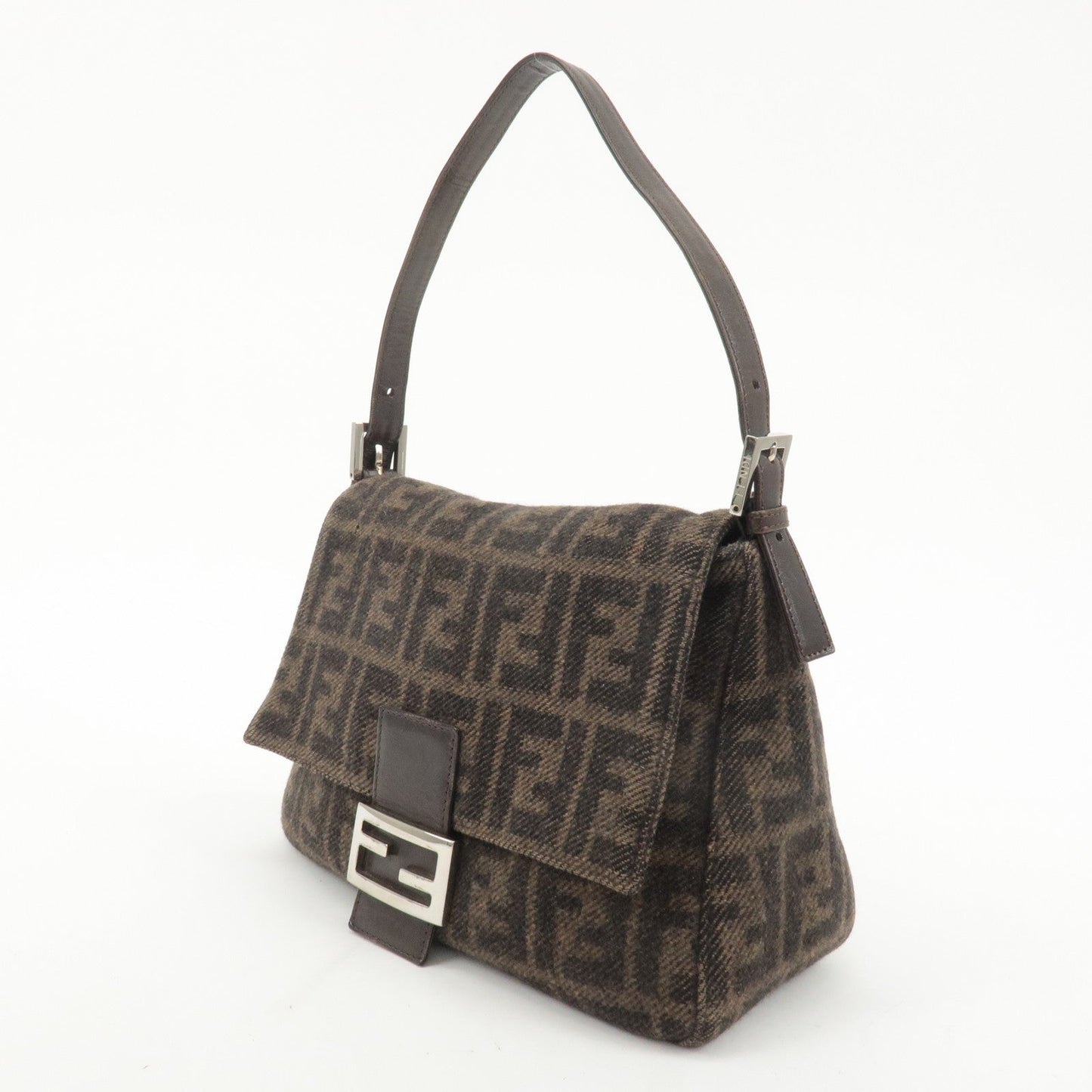 FENDI Mamma Baguette Zucca Wool Leather Shoulder Bag 26325  d