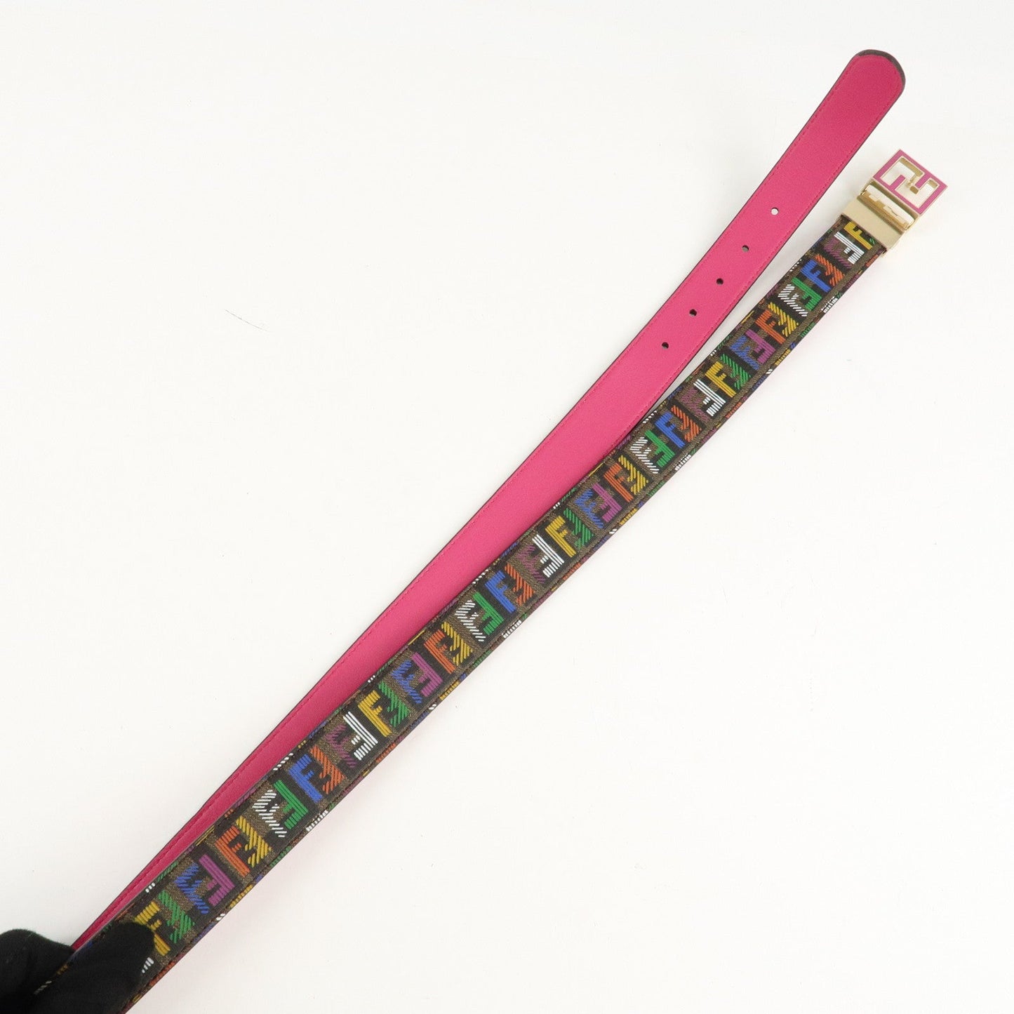 FENDI Zucchino PVC FF Logo Belt Multi Color  d