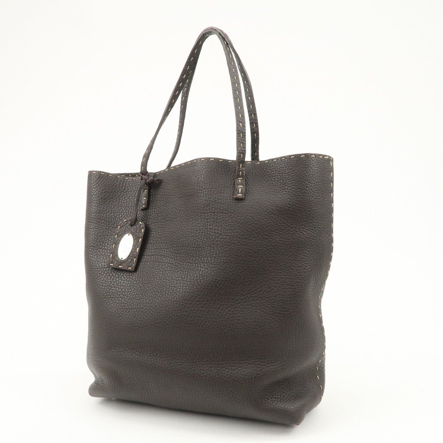 FENDI Selleria Leather Tote Bag Shoulder Bag Dark Brown 8BH101  d