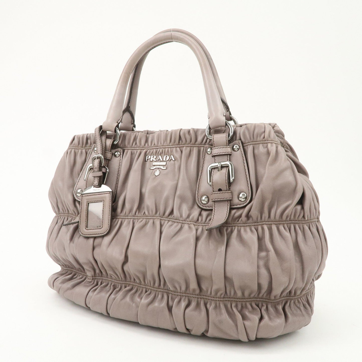 PRADA Nappa Gaufre Leather 2Way Bag Hand Bag Grey  d
