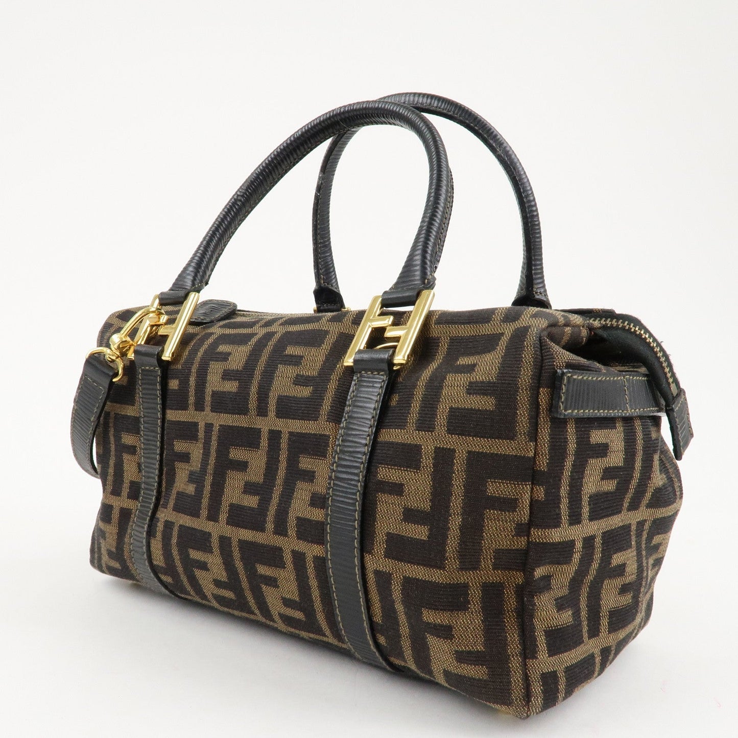 FENDI Zucca Canvas Leather 2WAY Bag Brown Black 261470  d