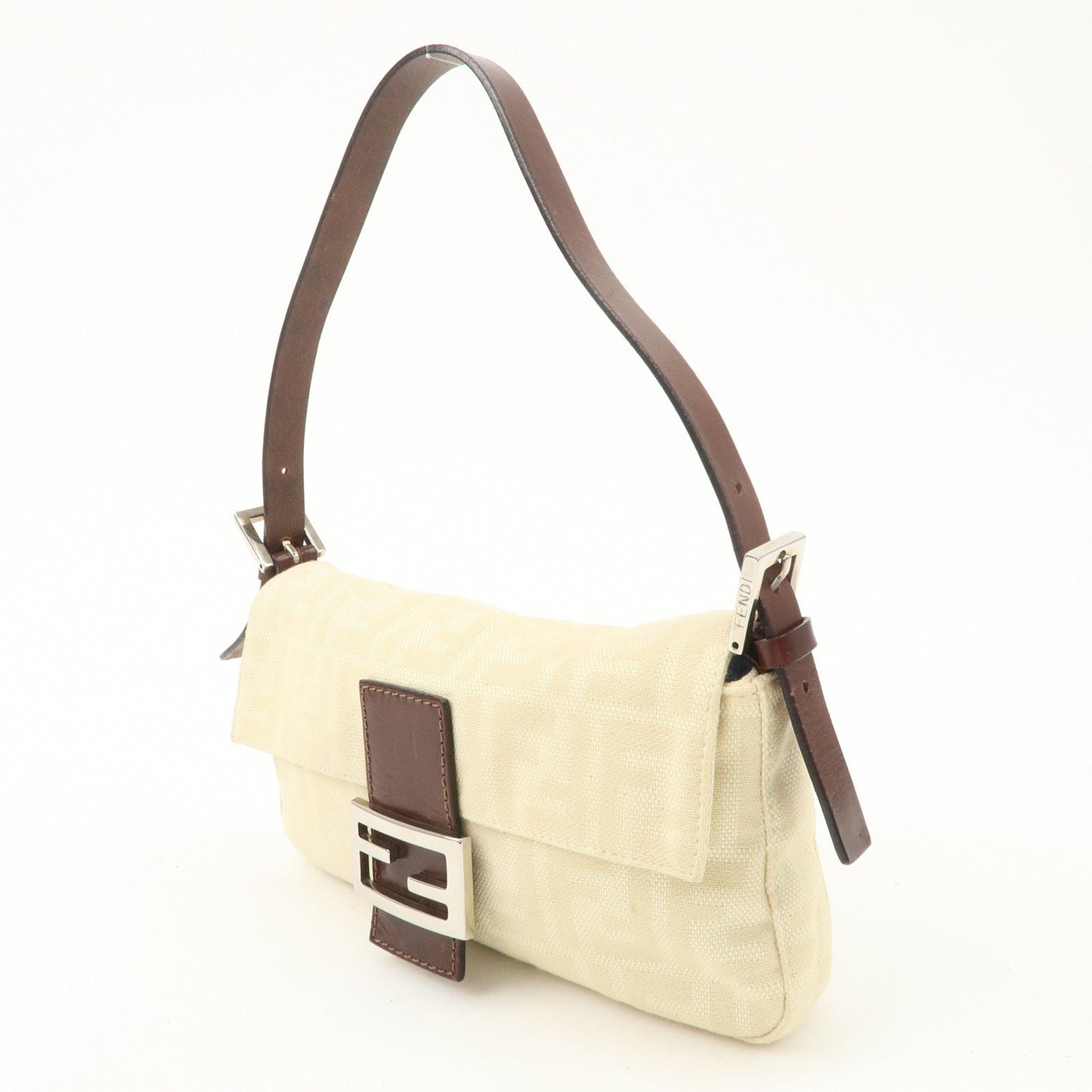 FENDI Zucca Mamma Baguette Canvas Shoulder Bag Beige White 26424  d