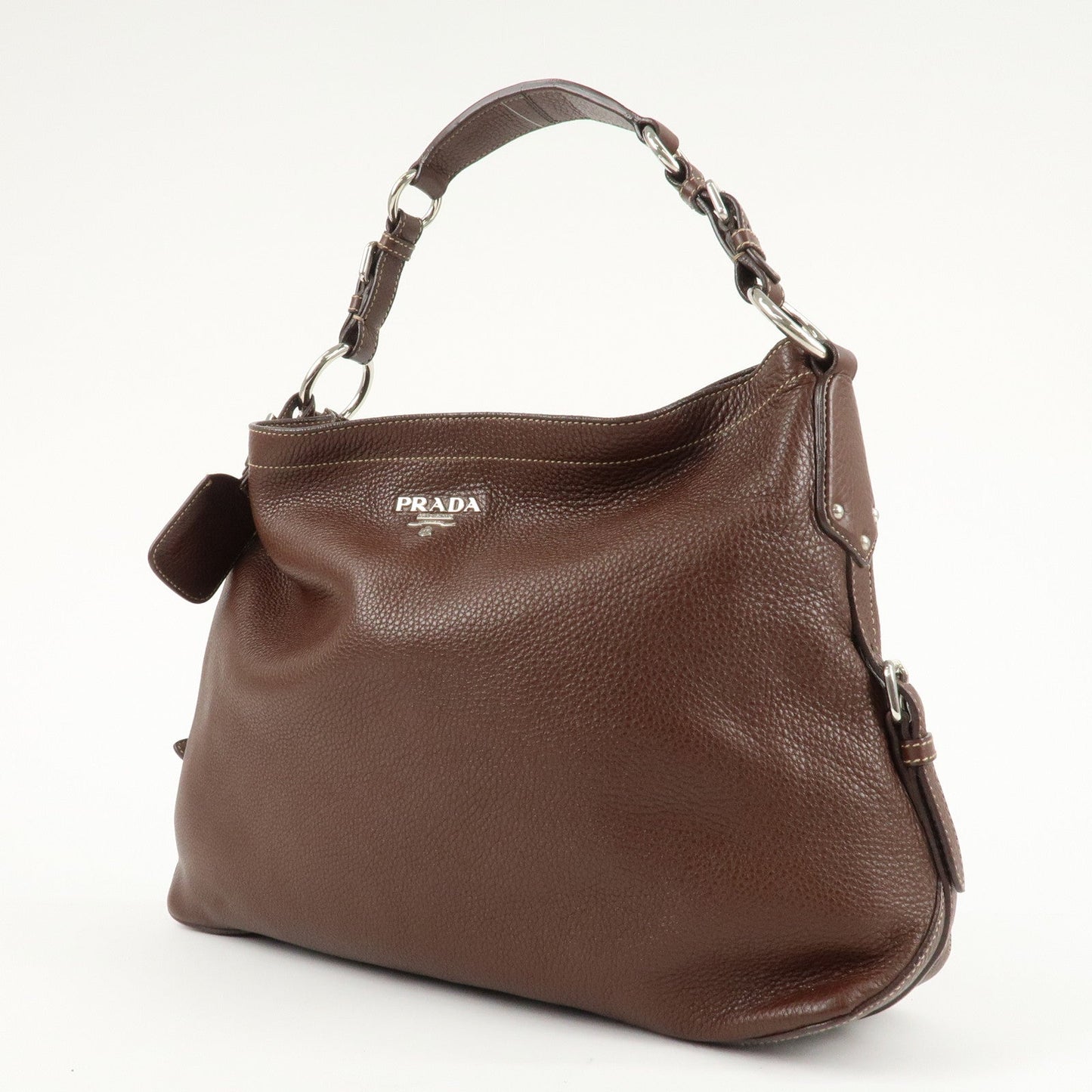 PRADA Leather Shoulder Bag Brown BR3408  d
