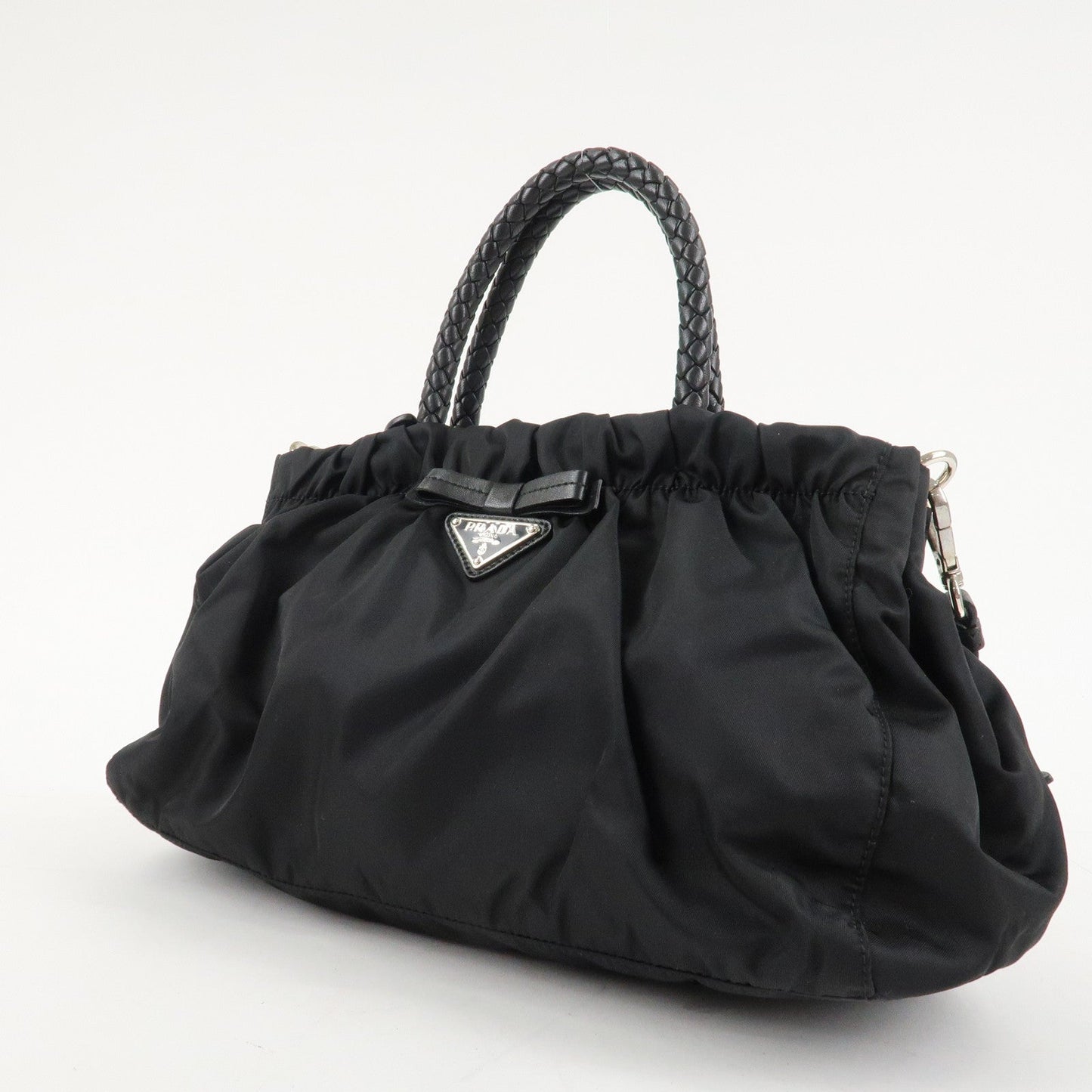 PRADA Nylon Leather Ribbon 2Way Shoulder Bag Black BN1631  d