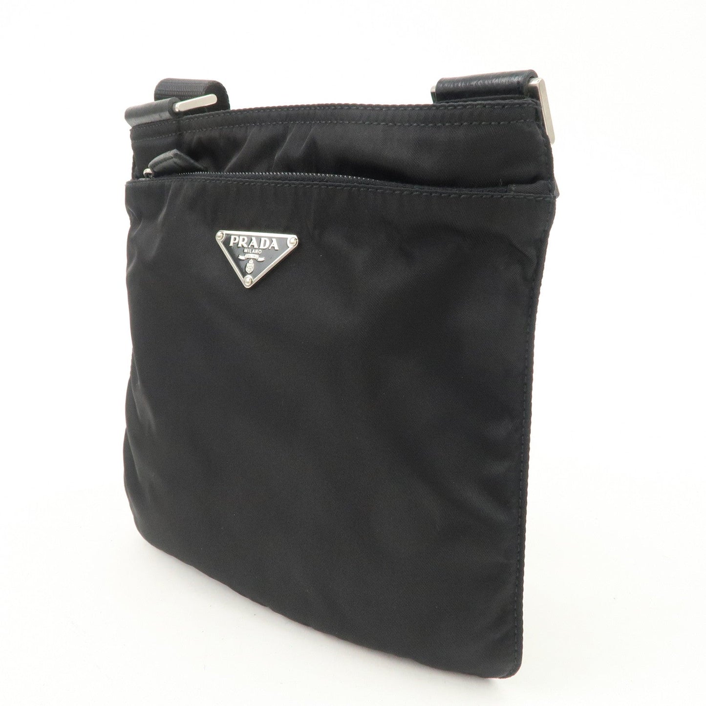 PRADA Triangle Logo Nylon Leather Shoulder Bag Crossbody Bag Black  d