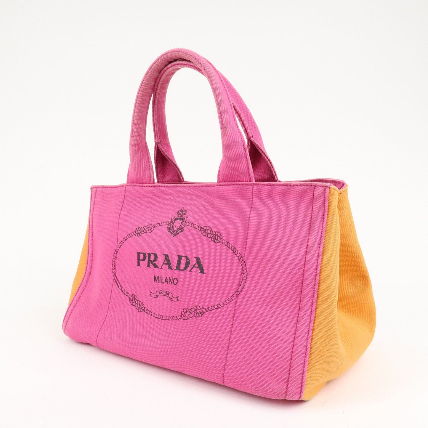 PRADA Canapa Canvas Tote Bag Limited Edition Pink Orange B1877I  d